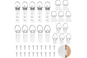 MCBLAST 40 Pz Ganci per Quadri Muro, Gancetti Ganci per Quadri Pesanti con D Anelli Attaccaglie per Quadrio, 4 Fori Viti Ganci per Appendere Specchi Cornici Opere d'Arte, con 100 Viti (1/2/3/4 Fori)
