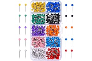 ERUINFANG 500 Pieces Map Push Pins 1/8 Inch Thumb Tacks 10 Colors Push Pin Drawing Push Pins Pushpins With Storage Box for World Map, Cork Board,Fabric Marking