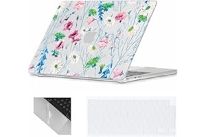 Se7enline Compatible with MacBook Air 13.6 inch Case M2/M3/M4 Chip A2681/A3113/A3240 for 2022-2025 Mac Air Floral Laptop Hard Shell Case&Keyboard Cover Skin&Touchpad Protector, Purple White Daisies