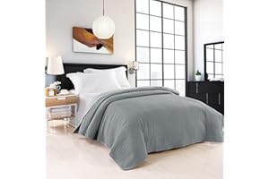 WOLTU Colcha para Cama Colcha Manta Multiuso Edredón de Patchwork, Diseño Reversible a Cuadros, Edredón Acolchado y Cama Doble 150x200cm Gris Oscuro