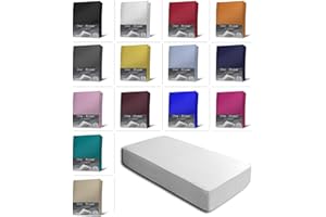 one-home Jersey Spannbettlaken Spannbetttuch Bettlaken weich 100% Baumwolle Rundumgummi, Farbe:Weiß, Maße:90-100 x 200 cm