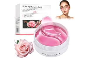 AOOWU 60 stycken rosecollage ögonkuddar, rosa ögonkuddar med hyaluronsyra niacinamid, hydrogel ögonlappar mot mörka ringar, ö