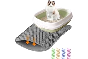 CBOFEIXG Tappetino Lettiera Gatto, 45x30cm Tappeto Lettiera Gatto, Tappetino per, Tappetino Lettiera Doppio Strato, Sottociotola, Tappeto + Piuma per Gatti