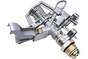 PUREPOWER Aspersor Impulso, Aspersor de Jardín Aspersor de Césped de Grandes Superficies 17m, 1/2" | Aspersores de riego Jardin con Control Distancia, Patrón de Pulverización y de Rotación | Aspersor de Sector