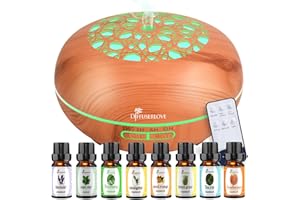 Diffuserlove Difusor Humidificador Aceites Esenciales 550ML Control Remoto Difusor de Grano de Madera Humificador de Aromas Niebla fría con Luces LED de para el hogar Dormitorio Yoga Oficina