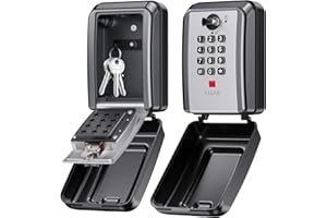 Mohard Caja de Seguridad para Llaves, Caja Llaves Pared con Combinación 12 Dígitos, Gran Capacidad & Impermeable Caja Fuerte Llaves Exterior con Código Resttable para Hogar Garaje Escuela Oficina