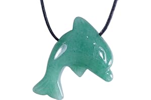 Lebensquelle Plus Delphinanhänger aus grünem Aventurin | Edelstein Tieranhänger Delphin | Gebohrter Anhänger mit Baumwollband