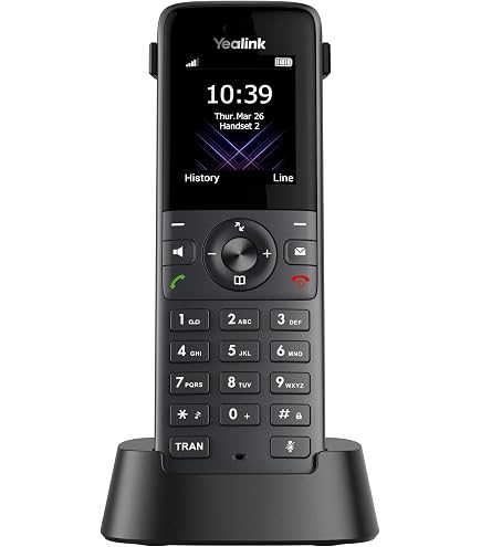Téléphone IP Yealink Wi-Fi 6 – Combiné Robuste IP67, écran 2,4", Bluetooth 5.0, 13h D’autonomie, Idéal Pro & Extérieur (noir)