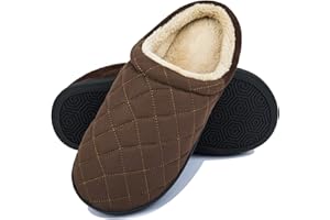 NEEDBO Męskie kapcie z pianki z pamięcią kształtu, ciepłe, wygodne pantofle z podszewką z polaru, antypoślizgowe, wewnątrz i na zewnątrz