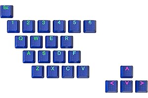Ranked Set di 23 Tasti in ​​Gomma | Double Shot Traslucido | Profilo OEM per Tastiere da Gioco Meccaniche(Blu scuro, 23 Tasti)