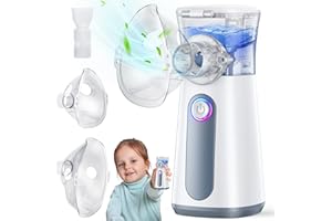 AIDISY Aerosol Portátil para Niños y Adultos, Aerosol Ultrasónico Silencioso y Eficaz para Aliviar la Respiración, 2 Máscaras y Boquilla, USB-C Recargable, Velocidad de Atomización Ajustable