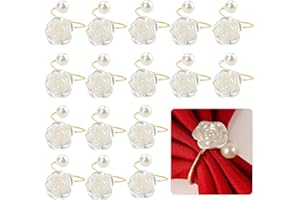 SITAKEGS Anelli portatovaglioli con perla, 16 pezzi, rosa, fiori, tovagliolo con fibbie, in metallo, per cena, matrimonio, banchetto, San Valentino, feste, ristorante, cucina