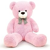 90 cm Rengarenk Papyonlu Peluş Ayıcık -% 100 YERLİ Pembe