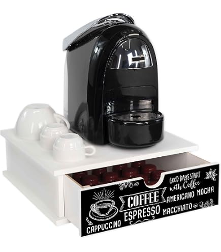 Gralara Organizzatore Per Cialde Di Caffè Con 2 Cassetti – Elegante Porta Capsule In Legno Per Cucina E Ufficio