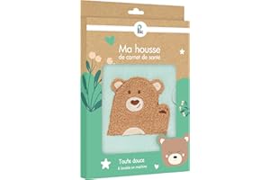 PLIC - Protège Carnet de Santé Bébé - Housse de Protection Douce Modèle Ours - Lavable en Machine - Fermeture Scratch - Design Ludique