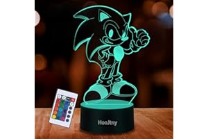 HooJtny Sonic Lampada Bambini, Sonic 3D Led Lampada, Luce Notturna, 16 Colori USB Ricaricabile, Decorazione, Regalo per Ragazzo Bambini