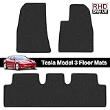 Printers Jack RHD Tesla Model 3 Floor Mats Right Hand Drive All Weather Backing Custom Fit Heavy Duty All Season Eco Friendly