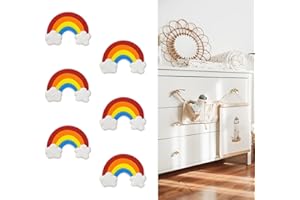 CcHhyyt Cartoon Form Weiche Gummi Knöpfe für Kinder Mädchen Jungen Schrankgriff Schubladen Knöpfe für Kinderzimmer Schränke 6 Stück (Rote Regenbogen)