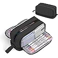 Howala Pencil Case Large Capacity Pencil Pouch for Girls Boys with 4 Compartments Multifunctional Pen Bag Stationery Organizer Office Makeup Bag Portable Pen Bag for Teenage Adult Women Men, Black