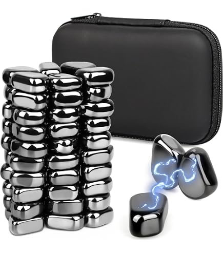 40 Magneti Colorati In Ematite, Forma Irregolare, 20x8mm. Forti, Versatili, Per Frigorifero, Lavagne, Ufficio, E Antistress. Con Sacchetto Portaoggetti.