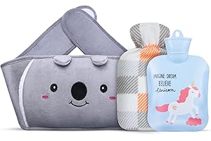 KUYOU Hot Water Bottle, Warm Water Bag Rubber Hot Water Pouch with Soft Plush Hand Waist Warmer Cover, Hot Water Bag for Pain Relief from Arthritis, Headaches, Hot and Cold Therapy