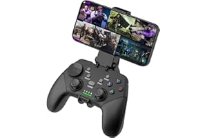 Megadream Wireless Mobile Gaming Controller Gamepad for iPhone/Android/iPad/PC/Switch/PS4/PC Joystick with Phone Holder, Supported Cloud Game, Streaming on PS5/Xbox, Turbo, COD - Schwarz