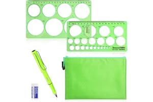 Holseylex 2Stk kreisschablone set,3-70mm lochschablone technisches zeichnen,Mit Haltungskorrektur Bleistift,Radiergummi,Wasserdichter B5-Dokumentenhalter,für Zeichenhilfen, Quilling Schablone