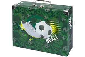 Baagl Kinderkoffer für Spielzeug und Schulbedarf, Pappkoffer, Spielzeugkoffer, Spielkoffer, Faltbarer Kinder Koffer, Faltkoffer, Klappkoffer mit Metalgriff (Fussball)