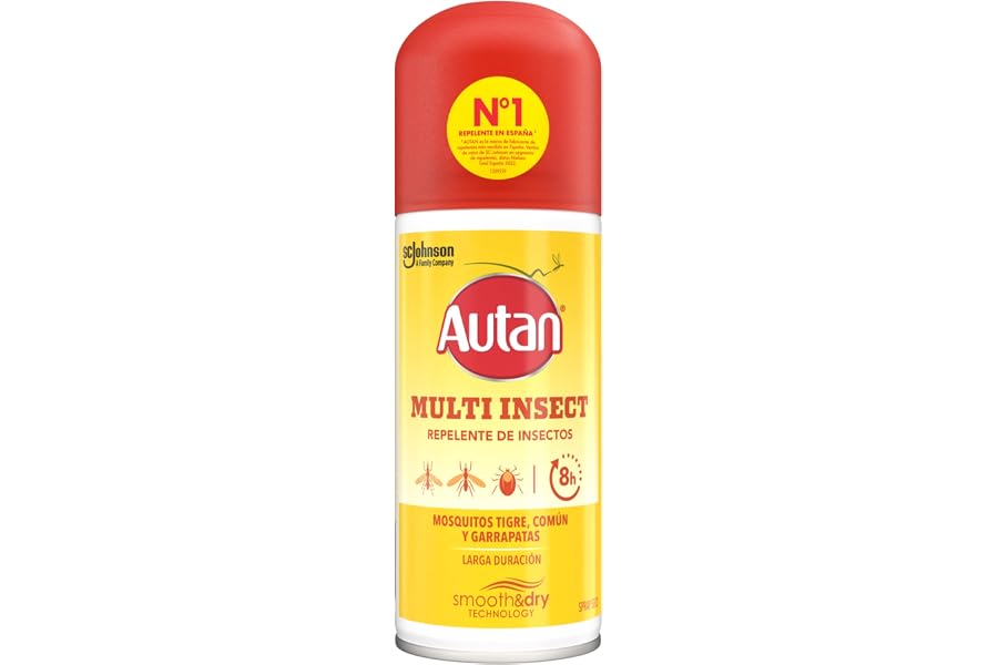 Autan Multi Insectos en Spray Seco Repelente Mosquitos, Proteccion contra Mosquitos Común, Tigre, Garrapatas y Tábanos, Hasta