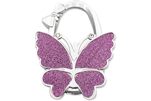 NJCXOLA Bag Holder for Table, Handbag Holder for Table, Handbag Hanger, Foldable Non-Slip Bag Hook, Butterfly Shape, Foldable Bag Hook, for Desk, Restaurant (Pink)