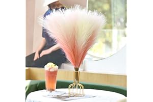 GEFIRE 30 Piezas Pampas Secas Decoracio Naranja Degradado Hierba Artificial de Pampa 55cm Flores Secas Hierba de la Pampa Deco,Hierba de Pampa Esponjosas Decoración del Hogar y para Bodas