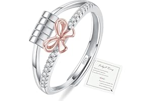 DOA 925 Sterling Silver Fidget Ring, Adjustable Thumb Anxiety Ring for Anxiety Women, Spinner Rings to Relieve Stress & Worry in Platinum, 18k Yellow Gold Vermeil & Rose Gold Plating