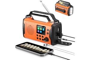 NEEMOSI Kurbelradio DAB FM 20000mAh, Notfallradio DAB Plus Kurbel Solar, Solar Radio Notfall mit Bluetooth & Wecker, Emergency Radio mit Handy Ladegerät & Taschenlampe, SOS Kompass Survival Radio (Orange)