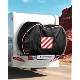 SUPAREE Waterproof Outdoor Bicycle Cover Motorhome Cover 2 Bikes 420D Oxford Rain Resistant with Pocket for Warning Sign for