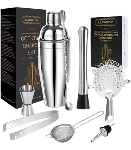 Godinger Cocktail Shaker Set - Vintage Martini Shaker & 2 Glasses, Sage Green Barware Gift