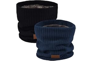 NovForth Winter Neck Warmer Fleece Lined Infinity Scarf Double-Layer Fleece Thicken Windproof and Dust Skiing Circle Lining Knit Infin for Mens Womens