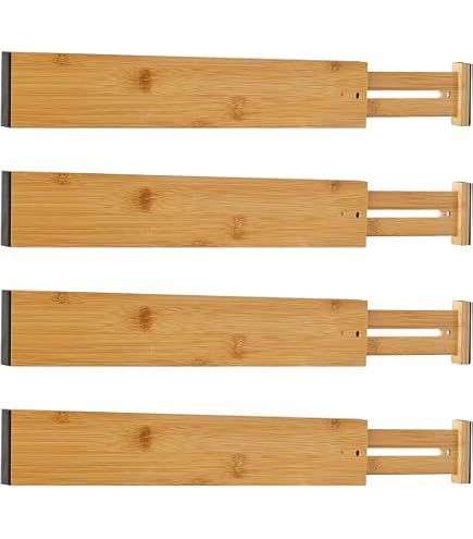 SpaceAid Schubladenteiler Aus Bambus – Verstellbar, Mit 9 Einsätzen & Etiketten, 43–56 Cm