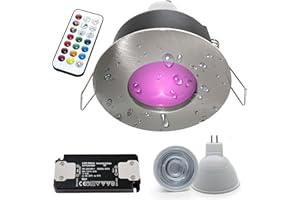 PLANETITALY Faretto grigio spazzolato incasso IP65 Led cromoterapia box doccia LED RGBW RGBW 6W GU5.3 12V alimentatore incluso doccia sensoriale bagno turco vasca giochi effetti luce [DIMMERABILE]