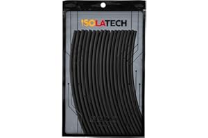 ISOLATECH tubo termoretráctil 2:1 sin adhesivo negro Ø5mm 3,6 metros en 18pcs x 20cm para cables resistente a los rayos UV sin etiquetar reparación