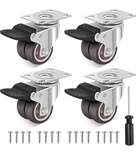 Rotelle Con Freno Per Mobili - 4 Pezzi, Silenziose, Per Divani, Culle, Passeggini | Doppie Ruote Gomma - Foto 2