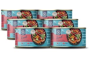 Pets Deli Nassfutter für Hunde mit Rind, Brokkoli, Papaya, Amaranth und Basilikum ohne Zucker und Gluten 6 x 200g
