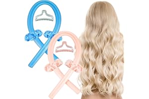 DIUJHUUY 2Pcs Heatless Curling Rod Headband, Heatless Hair Curling Set, No Heat Wave Hair Curlers Headband Styling Tools for women Long Medium Hair Curlers - Pink/Blue