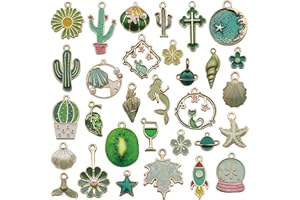 TOZBLEU Ciondoli Assortiti Smaltati - 31 Pezzi Ciondoli di Creazione di Gioielli,ciondoli per collane,per Collane, Bracciali, Gioielli, Borse e Orecchini Decorazioni Fai da te,Fatto a mano