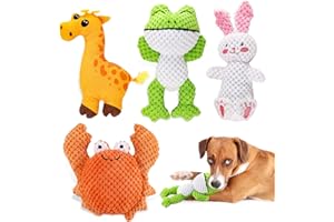 Glaublieb 4 PCS Juguetes para Perro con Chirriador Squeaky, Lindos Interactivos Juguetes de Peluche Suave para Perros Pequeños para Aliviar el Aburrimiento, hasta 12 kg