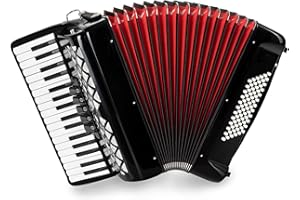 Classic Cantabile 72 Bass Akkordeon "Secondo V" - Tastenakkordeon - 3-chörig - 34 Diskanttasten - mit Riemen & Rucksack-Tasche - schwarz