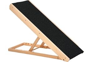 PawHut Rampe pour Chien de Grande Taille Pliable, escalier pour Chien canapé avec Hauteur Ajustable 26-61 cm, Surface antidérapante, Facile à Transporter, pour lit et canapé, Noir