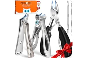 DRMODE Toenail Clippers for Seniors Thick Toenails, Angled Head Toe Nail Clippers for Men Thick Nails with Wide Opening, Heavy Duty Sharp Ingrown Toenail Clippers Nail Cutter Long Handle