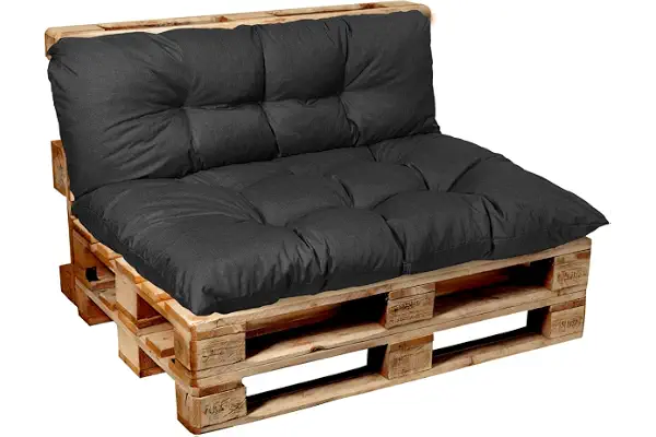 Garden Factory Cojines para palets, Cojín de palé, Cojines para Sofas de palets Asiento, Respaldo o Juego (Set (Asiento 120x60 + Respaldo 120x40) Antracita)