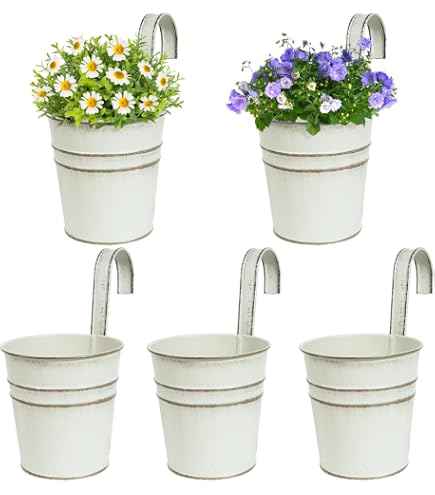 Pot De Fleurs Mural En Métal Orange Avec Double Crochets – Idéal Pour Balcon, Fenêtre Et Décoration Extérieure