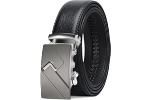 LAKIDAY Ceinture Hommes, Boucle Automatique à Cliquet Ceinture pour Homme Costume d'affaires, Ceinture en Cuir 35mm Taille Réglable